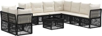 vidaXL Conjunto De Sof&aacute;s De Jard&iacute;n 10 Uds. Negro Rat&aacute;n Sint&eacute;tico Vidaxl