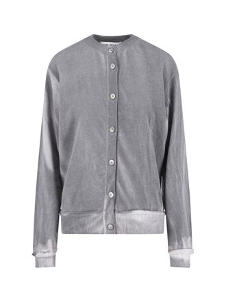 Our Legacy Grey Plush Button-Up Ribbed Sweater