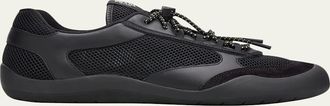 Prada Mens Speedrock Leather and Mesh Sneakers