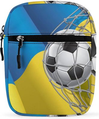 Generic Soccer Goal And Ukraine Flag Crossbody Bag Adjustable Satchel Cute Shoulder Bag Lightweight Sling Bags