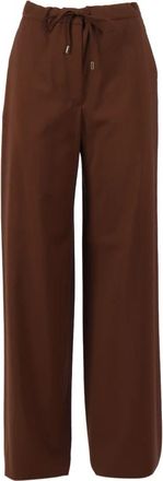 Max Mara Pantalone Lungo Corone - Dames - Wijde Broeken - Bruin - XS - Wol - Broeken