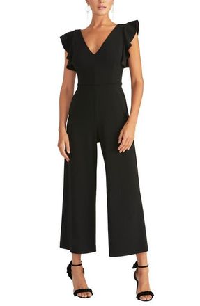 Rachel Roy Kate Ruffle Sleeve V-Neck Jumpsuit in Black at Nordstrom, Size Xx-Large