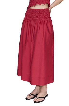 Mango Shirred Waist Midi Skirt at Nordstrom, Size X-Large