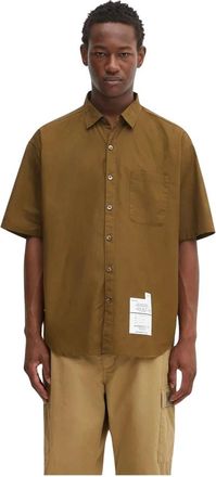 Neighborhood Overhemden, Heren, Beige, L, Katoen, Trad Shirt SS