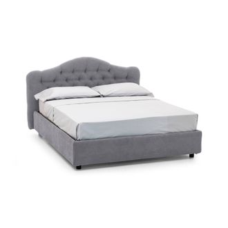 Dmora Cama Doble Allik, Cama Doble Con Colch&oacute;n Incluido, Desenfundable Made In Italy, Con Almacenaje, Gris