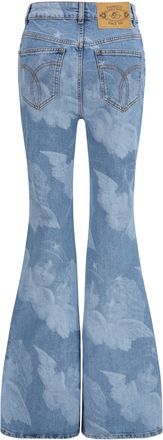 Fiorucci Womens Jeans Angel-Print Medium Blue Cotton