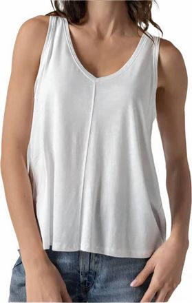 Lilla P Shirred Back V-Necktank In White