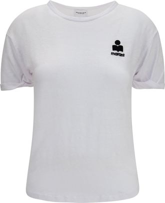 Isabel Marant Womens T-Shirt Koldia Logo White Linen T-Shirts & Jerseys