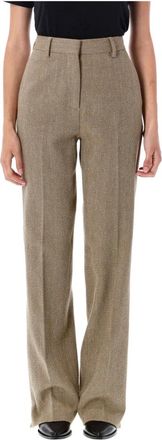 Golden Goose Broeken, Dames, Bruin, S, Katoen, Linnen katoenen broek met relaxte pasvorm