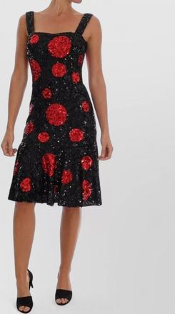 Dolce & Gabbana sequin polka-dot sleeveless square-neck midi dress