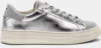 Crime London LOW TOP CLASSIC LEATHER SILVER-GLITTER SILVER