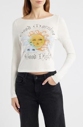 Daydreamer Good Morning Good Night Cotton Blend Graphic T-Shirt in Vintage White at Nordstrom Rack, Size X-Small
