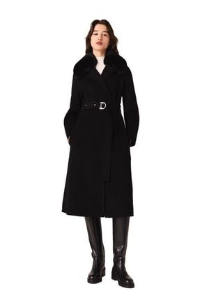 Maje Double-faced coat with removable collar in Black at Nordstrom, Size 42 Eu