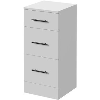 Alexander James Alexander James Gloss White 350mm x 330mm 3 Drawer Storage Unit - 350mm - Matt Black 96mm Bar Handle