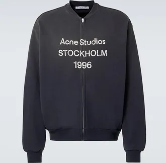Acne Studios Logo cotton-blend zip-up sweatshirt