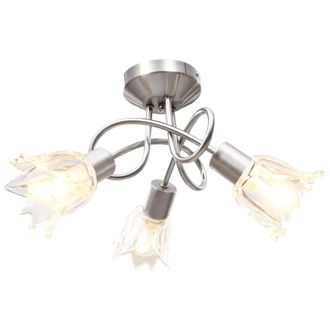 Berkfield Home Ceiling Lamp with Transparent Glass Shades for 3 E14 Bulbs Tulip in Black