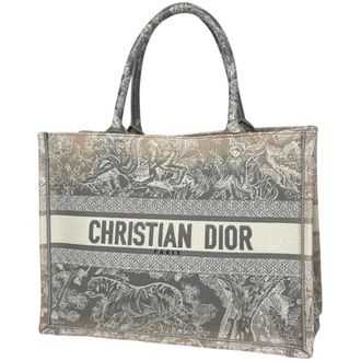 Dior Gray White Canvas Tote Bag (Pre-Owned)