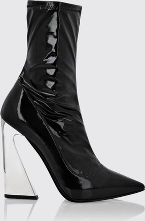 Philipp Plein Stivaletti a punta in tessuto tecnico stretch effetto vernice con tacco alto