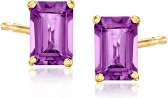 RS Pure by Ross-Simons Amethyst Stud Earrings in 14kt Yellow Gold