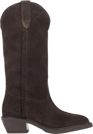 Estro & Luminara Premium Italiaans Velours Lange Cowboylaarzen - Dames - Cowboylaarzen - Bruin - 37 EU - Leer - Schoenen