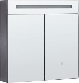 Beliani Beliani - Mueble De Ba&ntilde;o Led Con Espejo 60 X 60 Cm Almacenaje Minimalista Moderno Negro Jaramillo