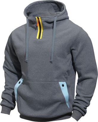 Generic Mens Pullover Hoodies Hooded Sweatshirt Patchwork Top Casual Hoody Red Hoodie Mens Thick Hoodies S-3Xl