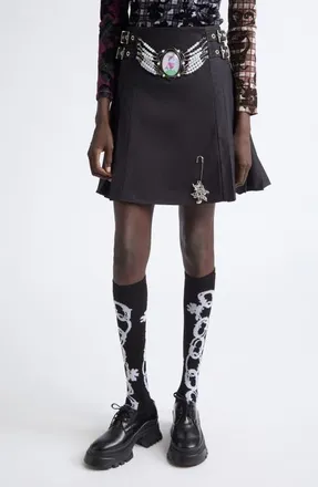 Chopova Lowena Duff Cameo Pearl Kilt in Black at Nordstrom, Size X-Large