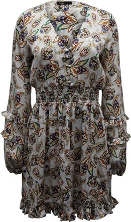 Maje Paisley-Print Shirred Waist Mini Dress in Multicolor Polyester