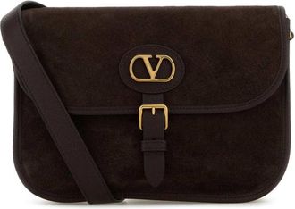 Valentino Garavani Brown Suede Antibes Crossbody Bag