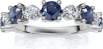 Pompeii3 1Ct Sylvia Blue Sapphire & Diamond Wedding Ring Gold Lab Grown