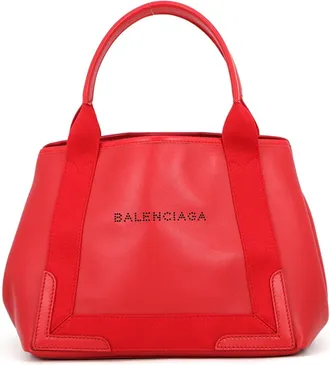 Balenciaga Red Color Leather Handbag Pouch Tote Bag (Pre-Owned)