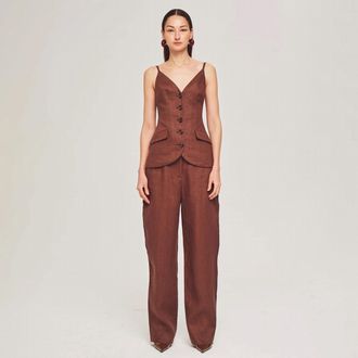Ronny Kobo Oliver Linen Vest In Basalt