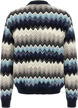 Missoni Zigzag Wool Blend Sweater - Navy