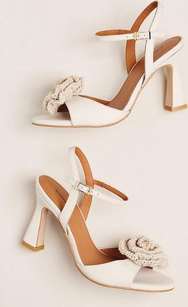 Maeve Crochet Flower Open-Toe Heels