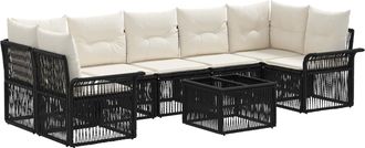 vidaXL Conjunto De Sof&aacute;s De Jard&iacute;n 8 Uds. Negro Rat&aacute;n Sint&eacute;tico Vidaxl