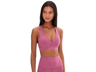 Beyond Yoga Spacedye Lift Your Spirits Medium Support Bra Womens Bra Smooth Mauve Heather : 2XL, Polyester/Elastane