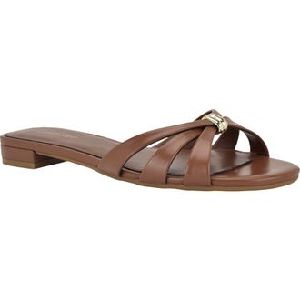 Calvin Klein Petula Slide Sandal in Medium Brown at Nordstrom, Size 5.5