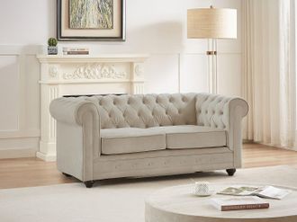 Vente-Unique Divano 2 posti in Velluto Beige - CHESTERFIELD