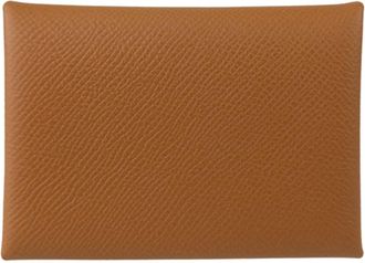 Hermès Gold Brown Epsom Leather Coin Purse/Coin Case (Pre-Owned)