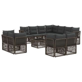 vidaXL Conjunto De Sof&aacute;s De Jard&iacute;n 12 Pcs Gris Rat&aacute;n Sint&eacute;tico Vidaxl