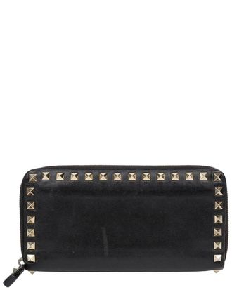 Valentino Black Leather Rockstud Long Wallet (Authentic Pre-Loved)