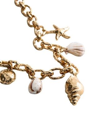 Mango Sea Shell Charm Necklace in Gold at Nordstrom