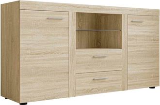 Mirjan24 C&oacute;moda Tucson 104, Blanco + Hormig&oacute;n, Con Cajones Y Puertas, N&uacute;mero De Cajones: 2, 82x157x40cm, Led