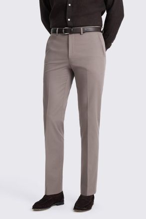 Moss Tailored Fit Taupe Cotton Trouser