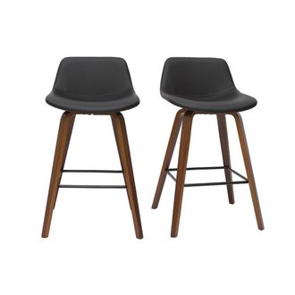 Miliboo Miliboo - Set De 2 Taburetes De Cocina De Dise&ntilde;o Negro Y Nogal 65 Cm Nonie