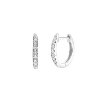 LuvMyJewelry Elina 14K Gold Diamond Huggie Hoop Earrings - 0.12 ct in 14K White Gold at Nordstrom
