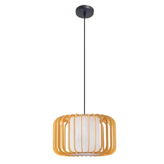 Forlight Forlight - Viva Lampara Colgante En Negro Y Madera Clara Para Bombilla E27