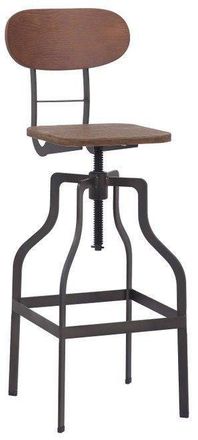 Netfurniture Epic Bar Stool Industrial Stool Wood Height Adjustable in Brown