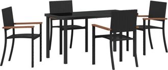 vidaXL Conjunto De Comedor De Jard&iacute;n 5 Pcs Negro Polirat&aacute;n