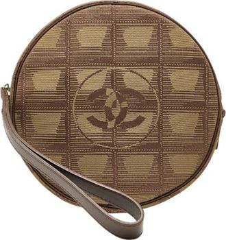 Chanel Brown Khaki Canvas Leather Pouch (Pre-Owned)